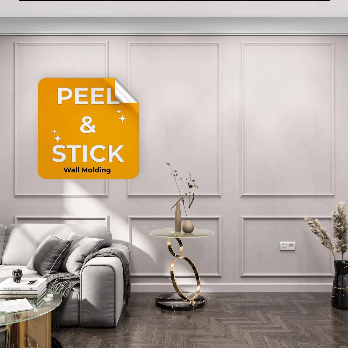 Peel and Stick Wall Molding - 3 Upper and 3 Bottom Frames | Easy Installation