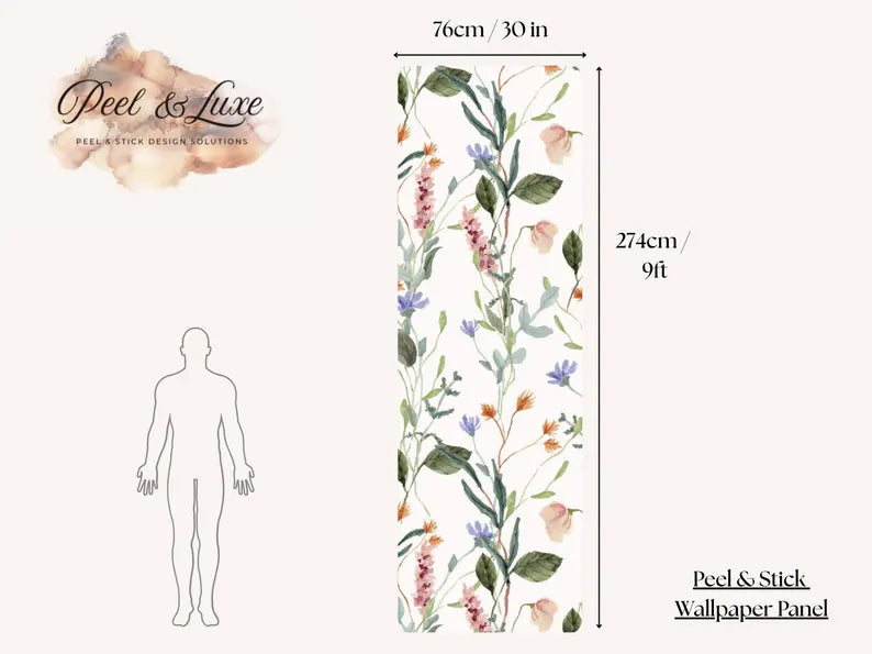 Miss Meadow Floral Wallpaper – Peel and Stick Wildflower Mural | Removable Botanical Wall Decor for Renters
