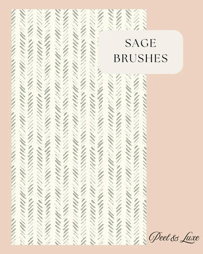 Sage Brushes Wallpaper – Removable Green Peel and Stick Wall Mural | Modern Renter-Friendly Wall Decor