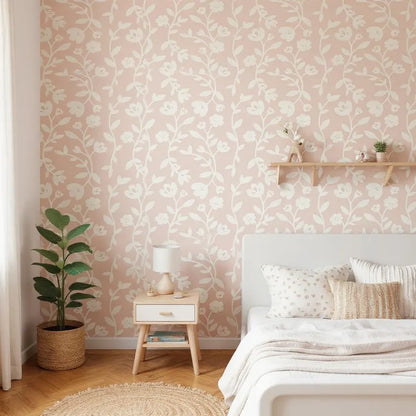 Wildflower Wallpaper – Removable Peel and Stick Floral Wall Mural | Boho Botanical Accent for Renters | Peel & Luxe