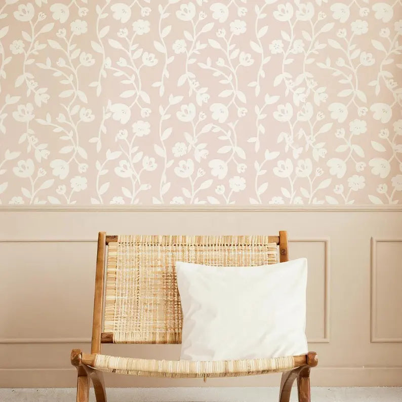 Wildflower Wallpaper – Removable Peel and Stick Floral Wall Mural | Boho Botanical Accent for Renters | Peel & Luxe