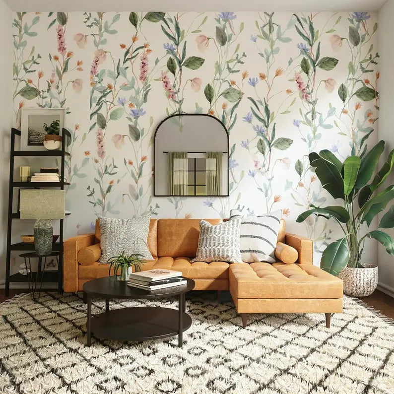 Miss Meadow Floral Wallpaper – Peel and Stick Wildflower Mural | Removable Botanical Wall Decor for Renters
