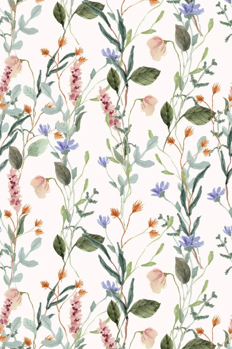 Miss Meadow Floral Wallpaper – Peel and Stick Wildflower Mural | Removable Botanical Wall Decor for Renters