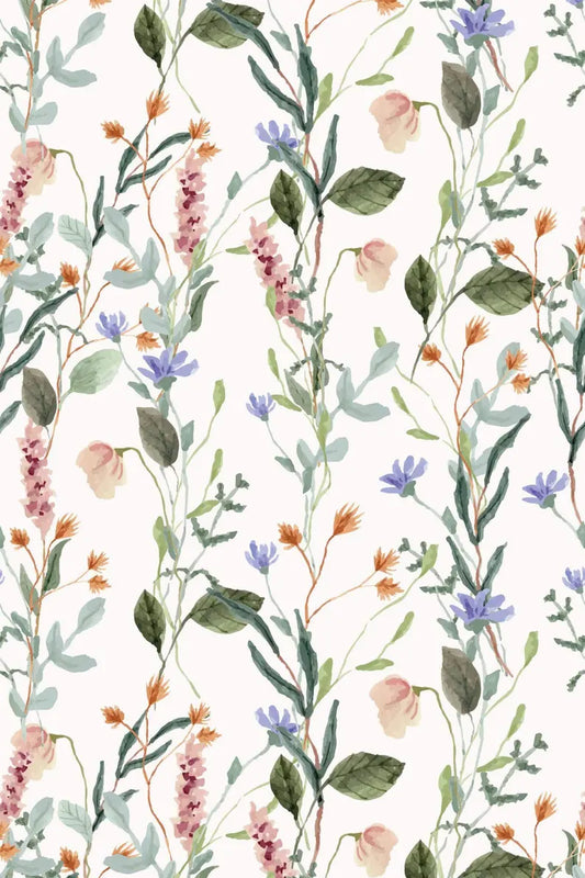 Miss Meadow Floral Wallpaper – Peel and Stick Wildflower Mural | Removable Botanical Wall Decor for Renters