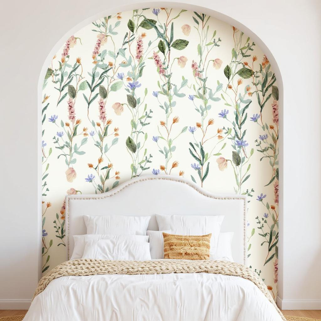 Miss Meadow Floral Wallpaper – Peel and Stick Wildflower Mural | Removable Botanical Wall Decor for Renters